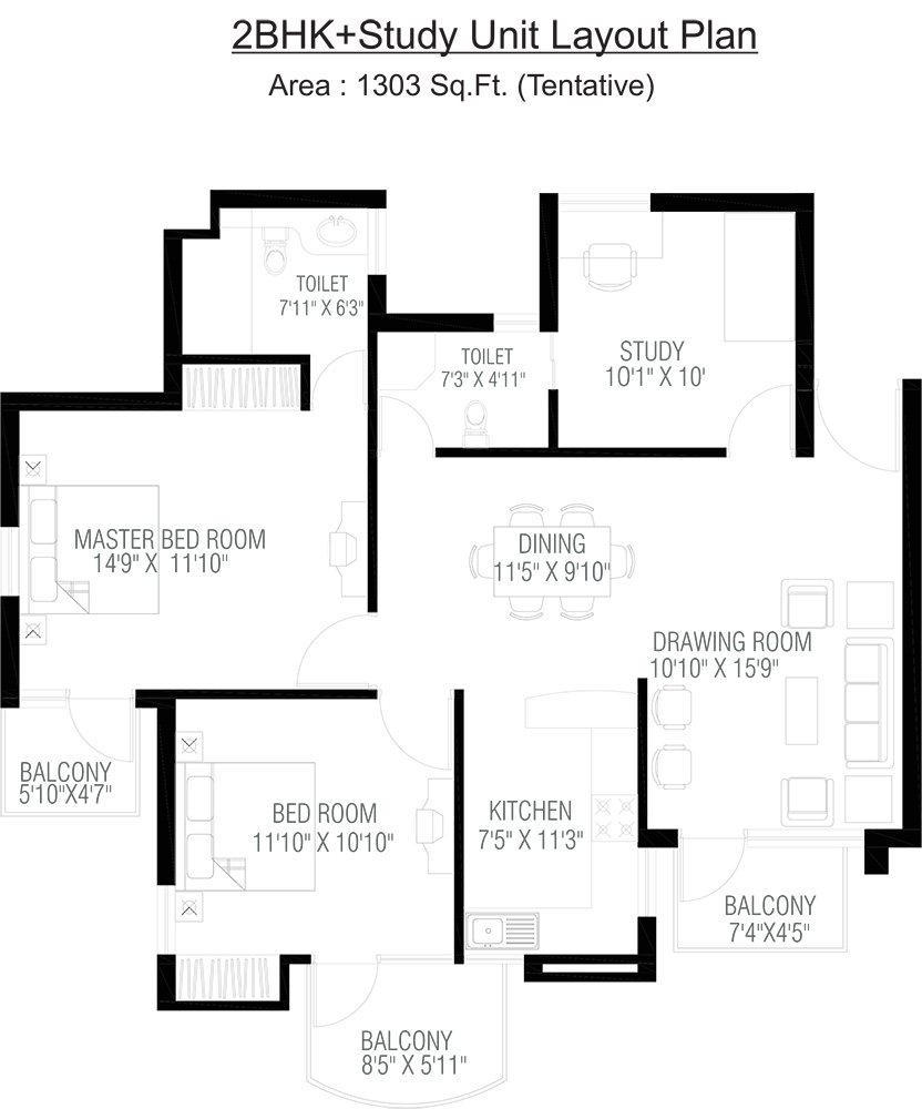 RPS Savana 2BHK+Study