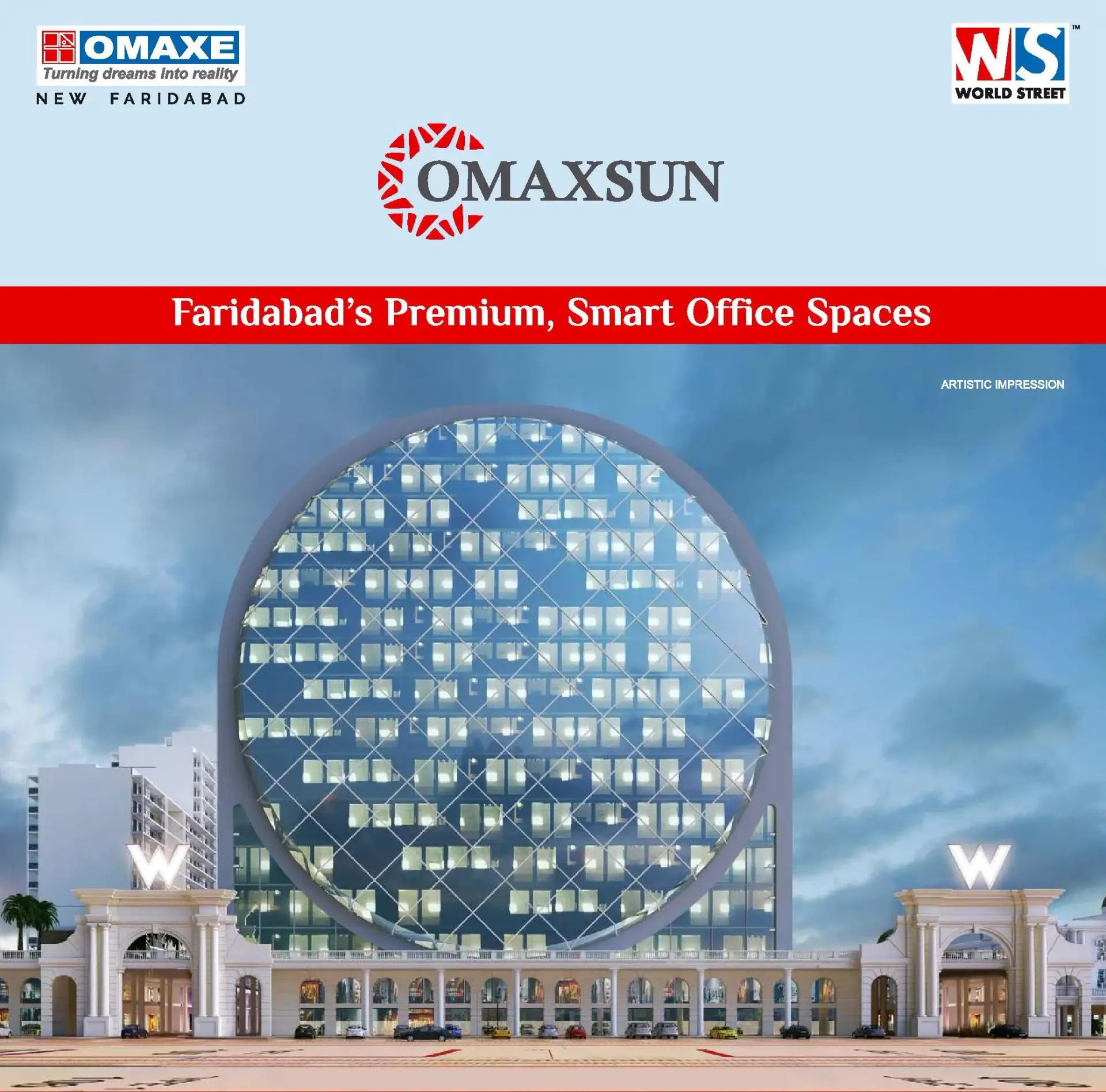 Omaxe Omaxsun premium office space building at Omaxe World Street Faridabad, Sector 79