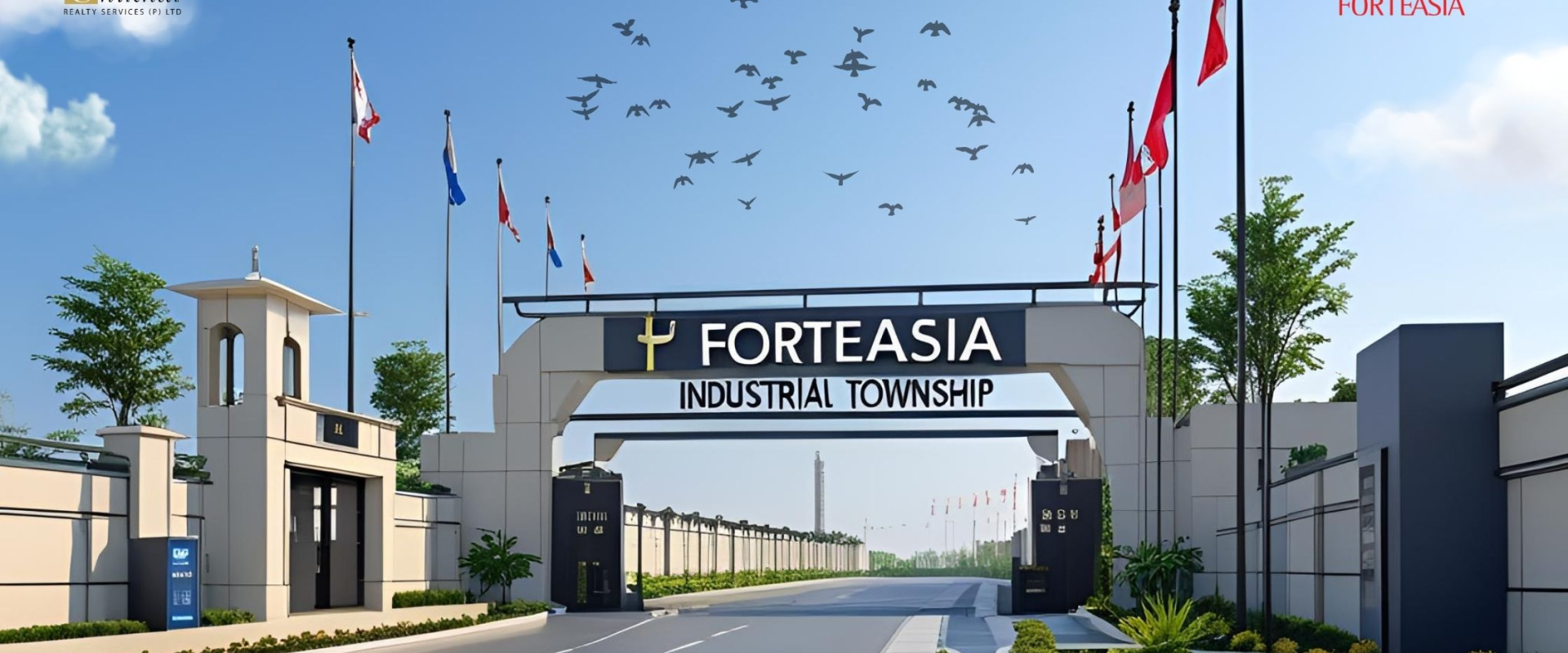 FIT Industrial Township by Forteasia Realty Pvt Ltd – aerial view of plotted land, roads, and green zones in Rohtak.