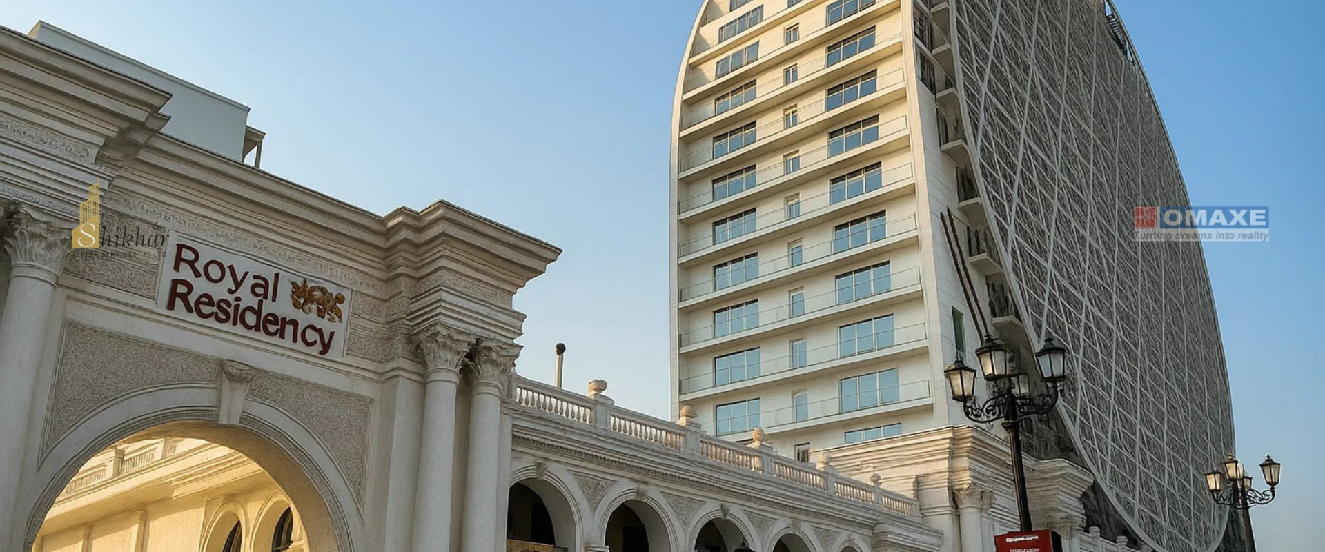 An overview of Omaxe City Faridabad showcasing its integrated commercial buildings, modern residential towers, and landscaped green areas, establishing it as a premier township in the National Capital Region