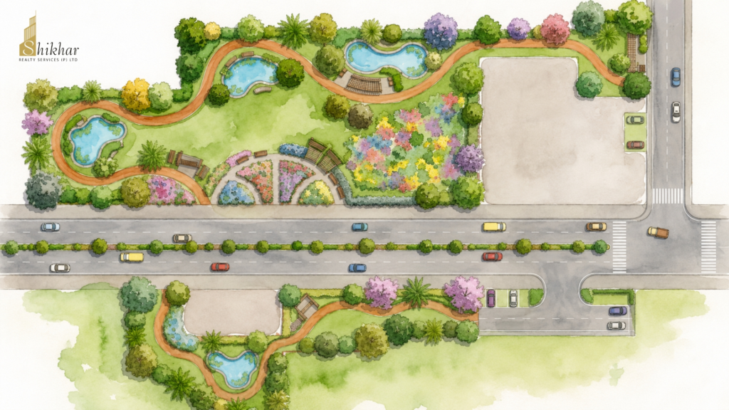 Luxury residential flats in Faridabad with landscaped surroundings and world-class amenities