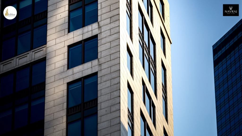 Hospitality-inspired residential lobby at Navraj The Marq