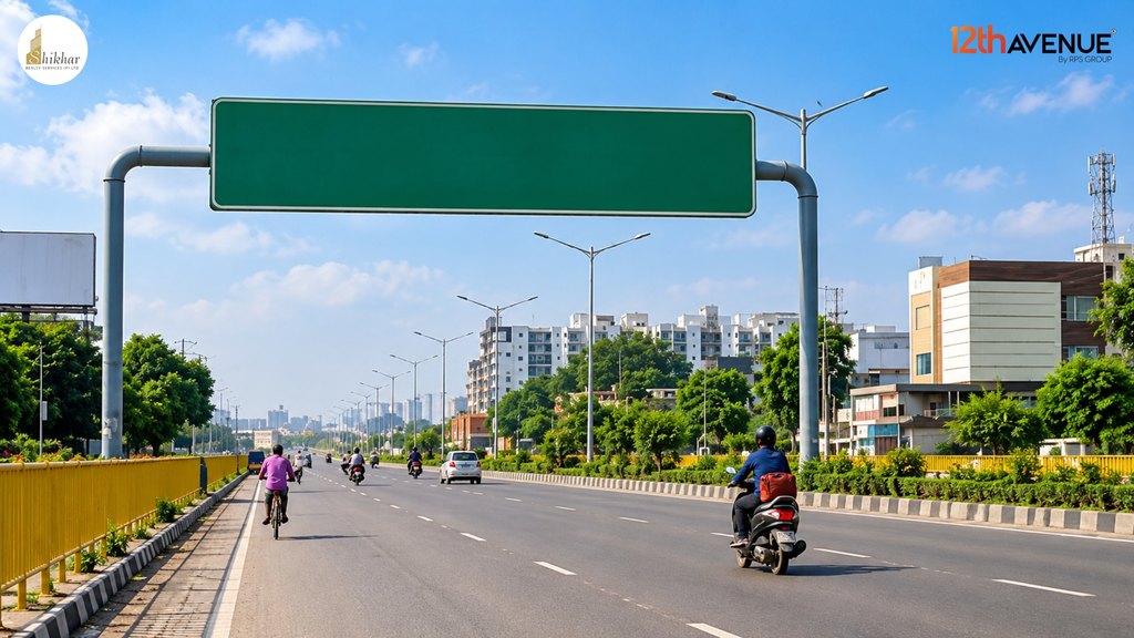 commercial area along Main Mathura Road in Faridabad